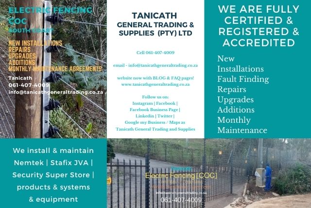 Electric Fence COC Certificate of Compliance