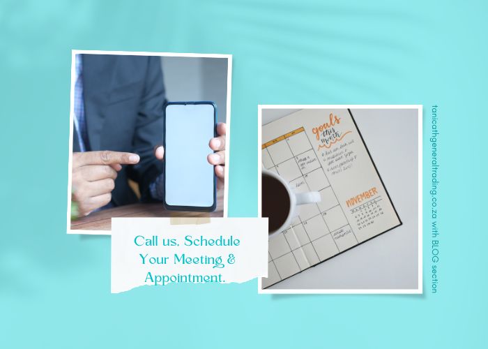 Point ph & diary Pointing at a pone to call us for an appointment