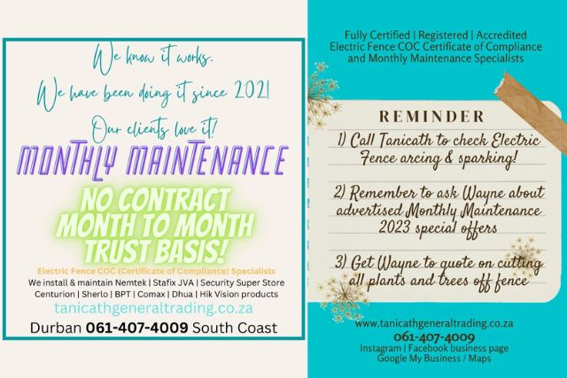 NO CONTRACT month to month TRUST BASIS Monthly Maintenance