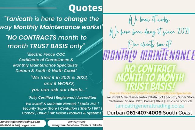 NO CONTRACT month to month TRUST BASIS Monthly Maintenance